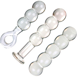 Скляний дилда Soarvlorfy 50 мм з 4 перлами для масажу G-точки та анусу - анальні кульки, масаж простати, секс-іграшки для жінок