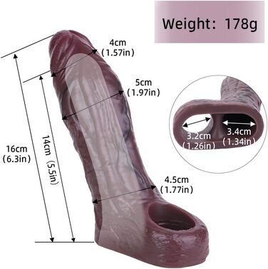 Силіконовий презерватив для чоловіків, подовжувач пеніса з реалістичною структурою, кільцем та венами. Для збільшення та подовження, секс-іграшка.