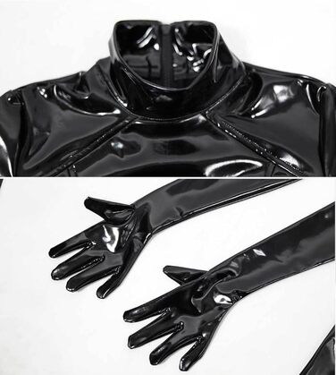 Чорний латексний комбінезон для жінок - сексуальний, обтислий, на блискавці, для вечірок, клубів, ролей, сцени