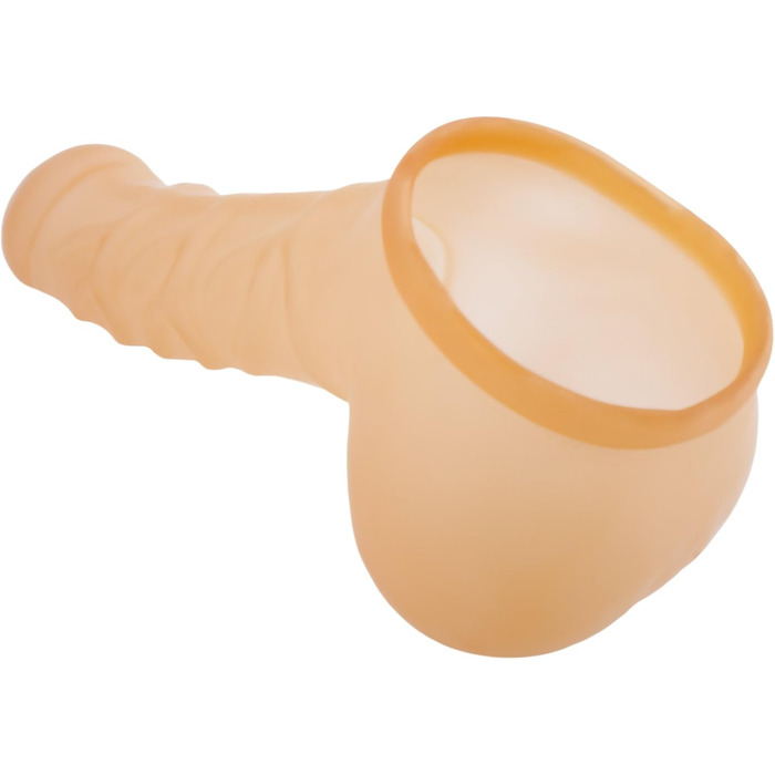 Латексний пеніс-чохол TOYLIE з презервативом, 14 см, напівпрозорий, з мішком та вираженою головкою, MADE IN GERMANY