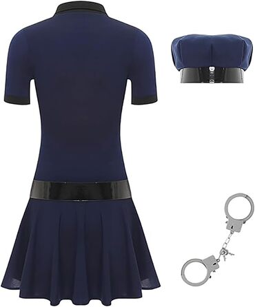 Костюм поліцейського для жінок: поліцейський, косплей, короткий комбінезон з аксесуарами, поліцейський капелюх, аксесуари, Хелловін, карнавал, еротичний, для косплею, розмір XXL, колір морський