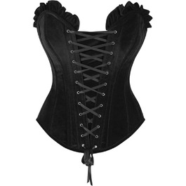 Корсет Daisy Corsets з шнурівкою, чорний велюр, сталеві ребра, Overbust, 4XL