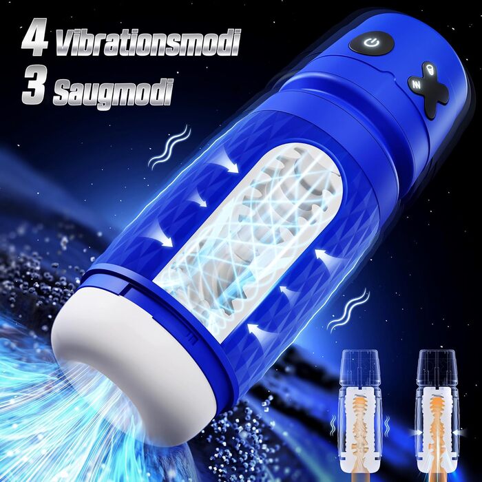 Іграшка для чоловіків Eanatoys Masturbieren – мастурбатор з 3 сосками, 4 вібраторами, 3D реалістична вагіна, функція імітації оргазму, портативна секс-іграшка, блакитна