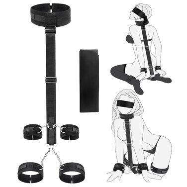 Набір для БДСМ-інтимних ігор для пар: набір для зв'язування, наручники, феттери, маска для очей, набори для зв'язування зап'ястя та шиї. 3 шт.