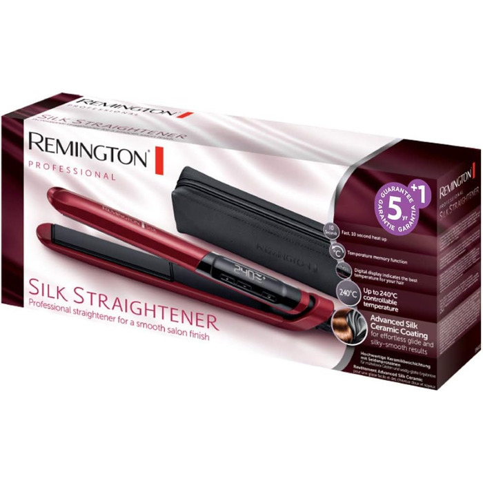 Випрямляч для волосся Remington Silk S9600 з керамічним покриттям та шовковими протеїнами, LCD-дисплей, 150-235°C