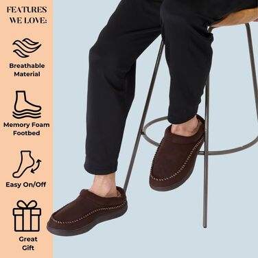 Чоловічі домашні капці Dearfoams Thompson Clog з ефектом пам'яті (Memory Foam), сіра вовна, розмір 42/43 EU