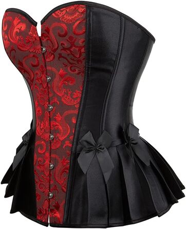 Корсетна корсаж Grebrafan для вечірок у готичному стилі, чорний та червоний, розмір 48-50