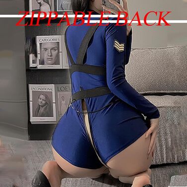 Костюм поліцейського 3-в-1 BDSMJOY для жінок, сексуальний косплей, аксесуари: наручники, шапка (блакитний, XXL)