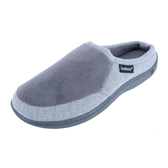 Чоловічі домашні капці Isotoner Travis Slip-on з мікрофротте та вафельної тканини, колір сірий (Asche), розмір 46.5/48 EU