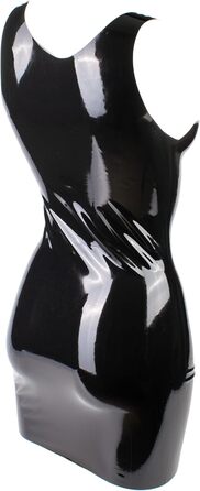 Латексне мініплаття Rubberfashion - чорний латекс, 0.4 мм, глибокий виріз, для жінок XL