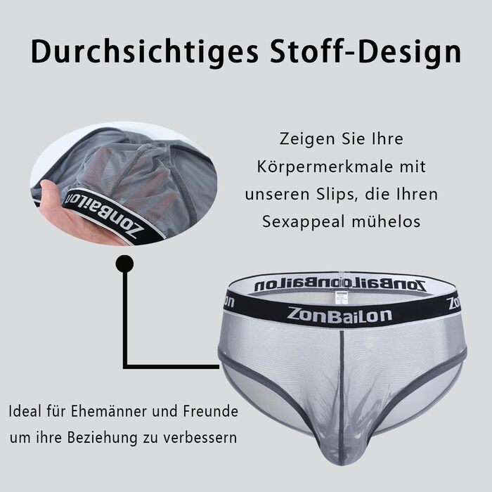 Чоловіча труси YAHWUAI Sips: сексуальна, зручна білизна з великим вирізом, чорно-темно-сіра (3XL)