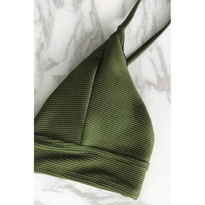 Бікіні CUPSHE Crossover Bustier з високою талією, оливково-зелений, елегантний роздільний купальник