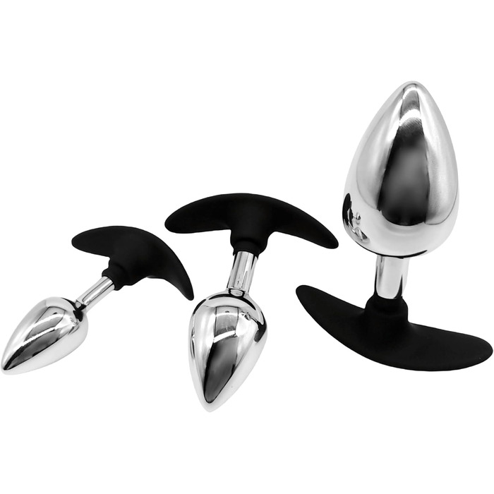 Набір анальних пробок зі сталі: дилататори, масажер простати, стимулятор для пар, S+M+L