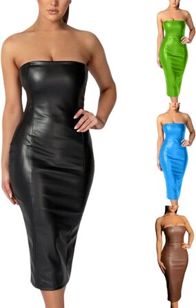 Сукня Onsoyours з еластичної шкіри, облягаюча, на тонких бретелях, міді, зелена (M)