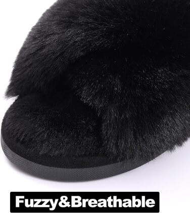 Жіночі плюшеві капці Evshine з ефектом пам'яті (Memory Foam), відкритий носок, розмір 38/39 EU, чорні