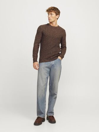 Чоловічий в'язаний светр Jack & Jones Jjelewis з круглим вирізом, колір Mocha Bisque