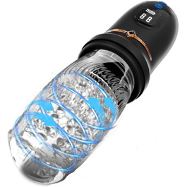 Електричний мастурбатор ChicLSQ з 5 телескопічними секціями, 360° обертанням, 10 вібраціями та функцією 3D-вакуумної стимуляції. З цифровим дисплеєм