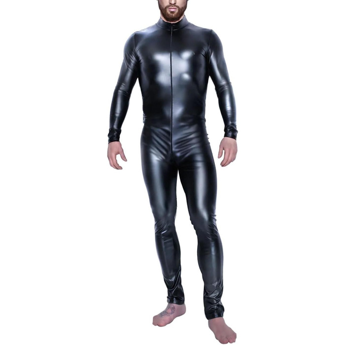 Чоловічий боді з ефектом мокрого блиску Moinha - сексуальний латексний комбінезон, трикотажний костюм з блискавкою, для вечірок та клубів, розмір XL