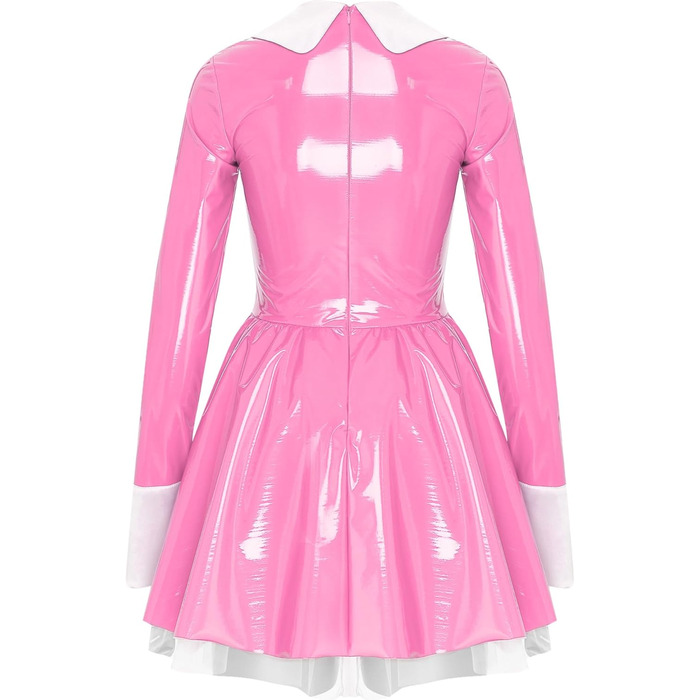 Демімейдова сукня Alvivi з ефектом вологого блиску, шкіряне міні-плаття, готичний стиль, костюм покоївки, карнавальний костюм, Хелловін, вечірка (XL, D Рожевий A)