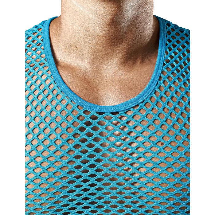 Чоловіча сітка-майка JOGAL з прозорої тканини (XXL, океановий блакитний)