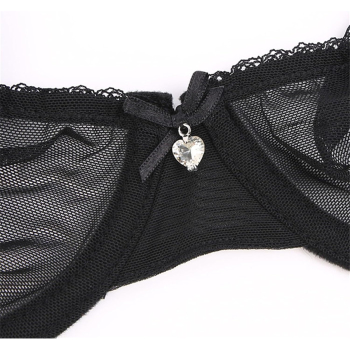 Сексуальний жіночий комплект спідньої білизни DKLOVIFU: мереживний бюстгальтер та мереживні шкарпетки, прозорий сітчастий дизайн, бежевий колір, розмір M