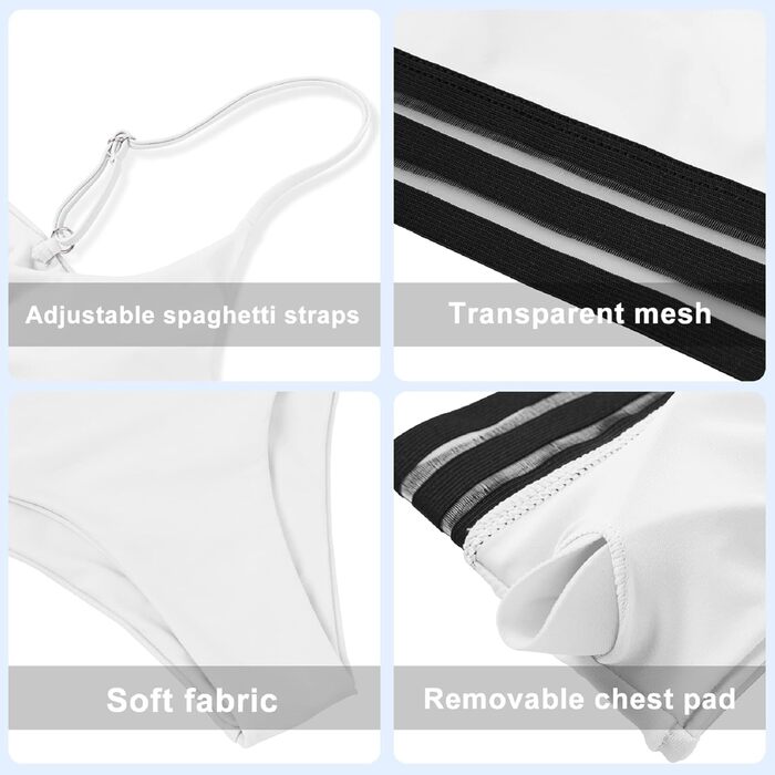 Бікіні Daen Bikini Set - двочастинний купальник пуш-ап з високою талією, спортивний, для жінок (M, білий)