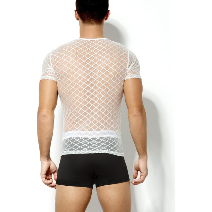 Мускульна футболка з короткими рукавами Casey Kevin Herren, сітка, мереживо, сітчаста сорочка для чоловіків (S, A2-білий)