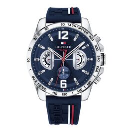 Чоловічий багатофункціональний кварцовий годинник Tommy Hilfiger з силіконовим ремінцем, індикацією дня та дати, водонепроникність 5ATM, Navy Silicone