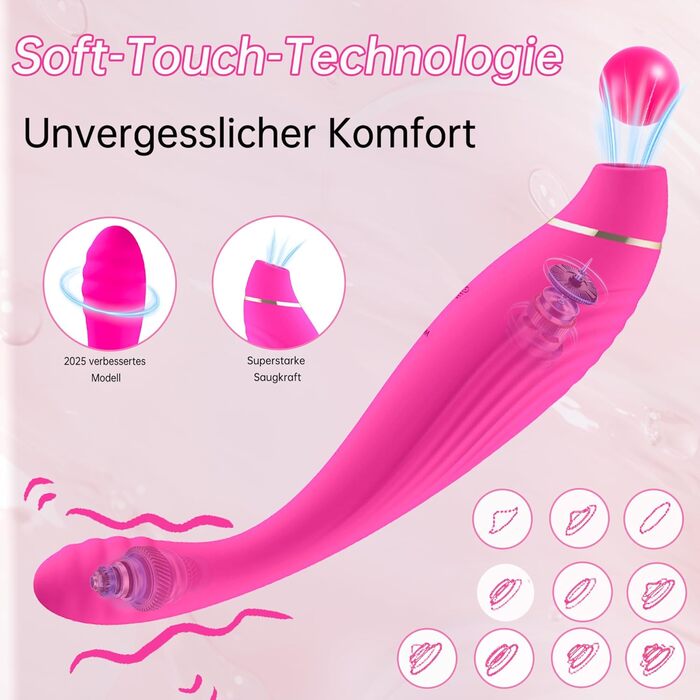 Набір вібраторів для жінок PLNTLE: секс-іграшки з 10 режимами вібрації та 10 режимами сукції, тихий, водонепроникний (IPX7), для пар та одиночок