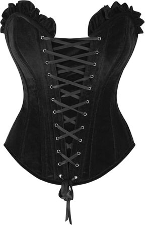 Корсет Daisy Corsets з шнурівкою, чорний велюр, сталеві ребра, Overbust, 4XL