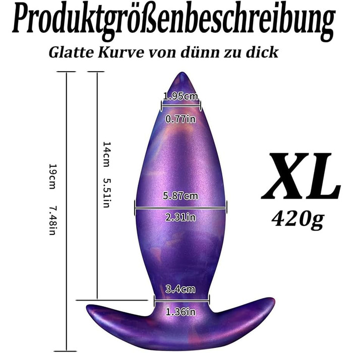 Анальний плаг Kuaecr Weichen Silikon XL для масажу G-точки та простати | Іграшки для дорослих