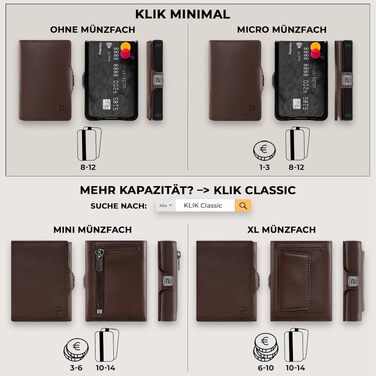 Шкіряний мінімалістичний гаманець KLIK Slim з монетницею та RFID захистом для чоловіків, темно-коричневий, на 10-12 карток