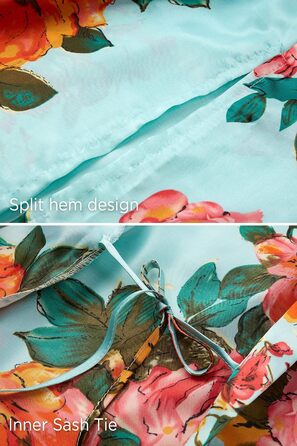 Кимоно-халат BABEYOND великого розміру з квітковим принтом, сатин, блакитний