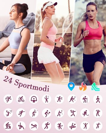 Смарт-годинник для жінок 1.47'' Рожевий: фітнес-трекер з моніторингом серцебиття, SpO2, сну, крокоміром та відстеженням менструального циклу, підтримка дзвінків та сповіщень WhatsApp для Android та iOS