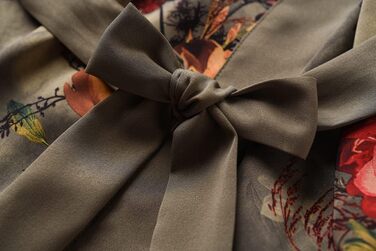 Жіночий халат кімоно Ledamon з кишенею, квітковий принт, чорно-сірий, універсальний розмір