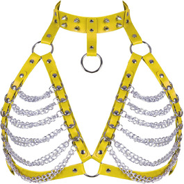 PETMHS Корсет з шкіри для жінок, повне покриття, шкіряний пояс, стиль панк готика (помаранчевий, жовтий)