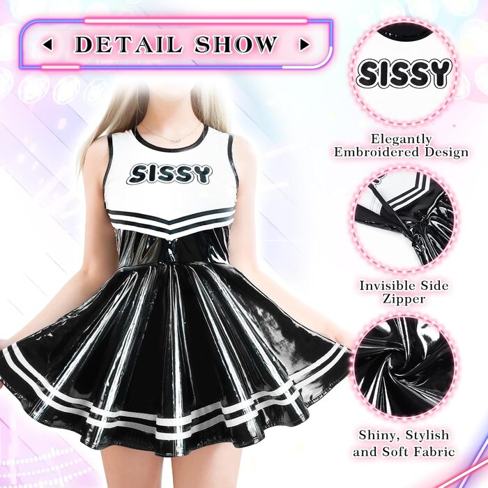 Чорний комбінезон з штучної шкіри для жінок XXL, облягаючий, без рукавів, стилю сissy