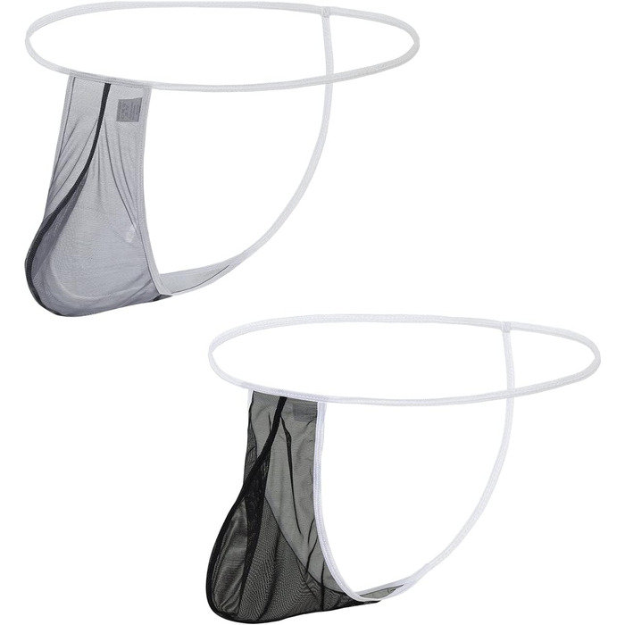 Сексуальна чоловіча білизна BIATWOWR: прозорі труси G-String, дихаюча тканина, м'якість, темно-сірий/чорний, XXL