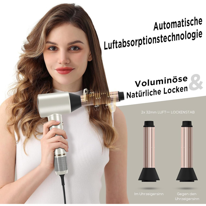 Професійний фен для волосся PARWIN PRO BEAUTY Air-Sonic з HD-LED дисплеєм, безщітковим мотором 110,000 об/хв та іонізацією (200 млн негативних іонів), швидке сушіння, колір шампань-срібло