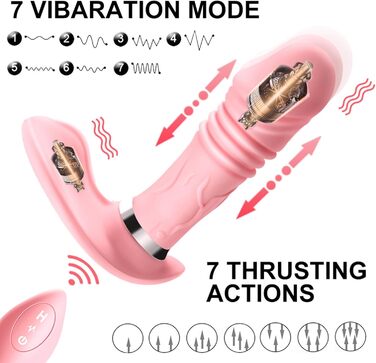 Портативний вібратор-телескоп з підігрівом, анальний та G-Spot стимулятор, бездромовий пульт керування, для дорослих