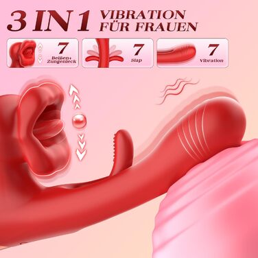 Вібратор для жінок Dildo з 7 режимами вібрації, стимулятором G-точки та клітора, рожевий