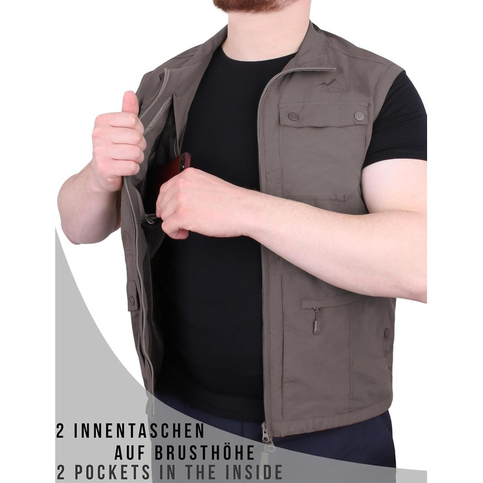 Чоловічий outdoor жилет з дихаючого матеріалу із захистом від сонця UPF 50+, антрацитовий (розміри XS-5XL)