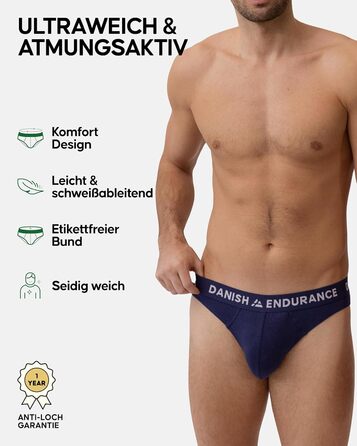 Труси чоловічі DANISH ENDURANCE 6 шт. з бамбука, класичні, м'які, з еластиком, без етикетки (6 кольорів, 3XL)
