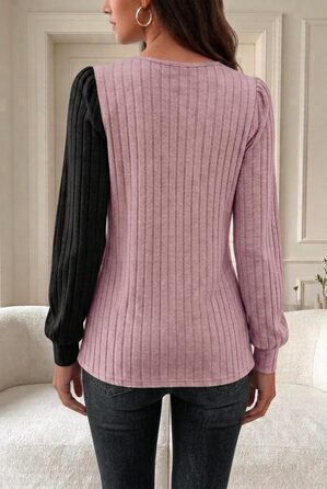 Елегантна жіноча блуза Chicrise Langarshirt з мереживною вишивкою та круглим вирізом, сіро-рожево-чорна, розмір XL