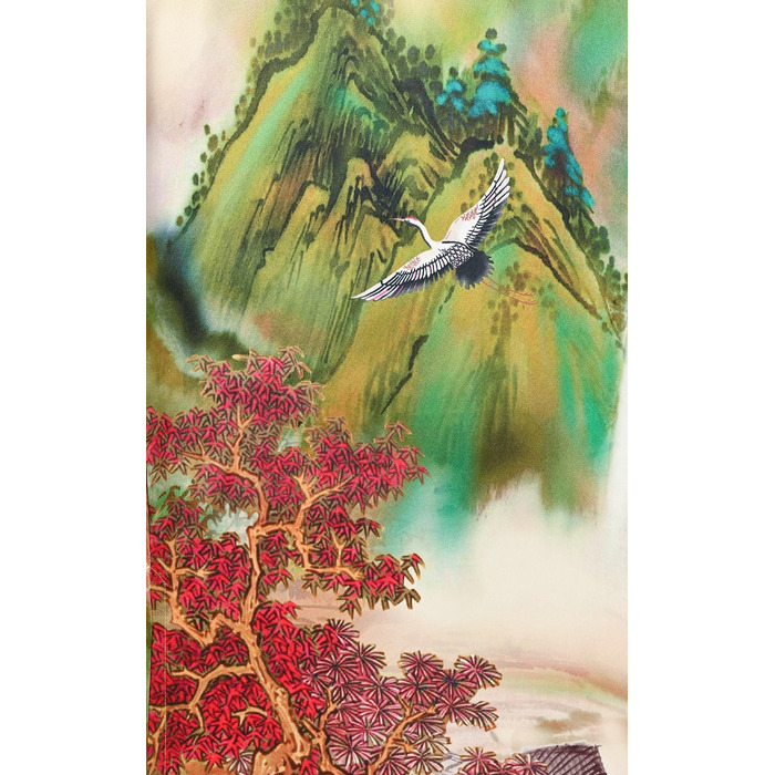 Шовковий халат-кімоно Ledamon для жінок, довгий, 100% шовк, класичний квітковий халат-піжама (універсальний розмір, пейзаж осінь)