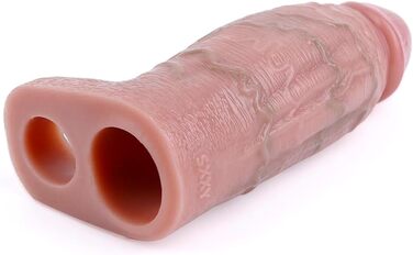 Реалістична пеніс-манжета з потовщеним мошонковим кільцем для збільшення пеніса та затримки еякуляції. Секс-іграшка для чоловіків. Реалістичний колір шкіри.