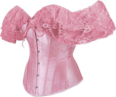 Корсет-топ Daen Korsett: корсет з шнурівкою, топ-корсе, повномірна грудь, великі розміри, рожевий (M)