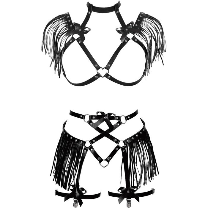 Жіночий корсет-набір з шнурівкою, корсет, шкіряний пояс, аксесуари для тіла, гарнітура, чорний. Ідеально для вечірок, танців, готичного стилю.