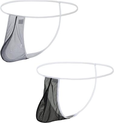 Сексуальна чоловіча білизна BIATWOWR: прозорі труси G-String, дихаюча тканина, м'якість, темно-сірий/чорний, XXL