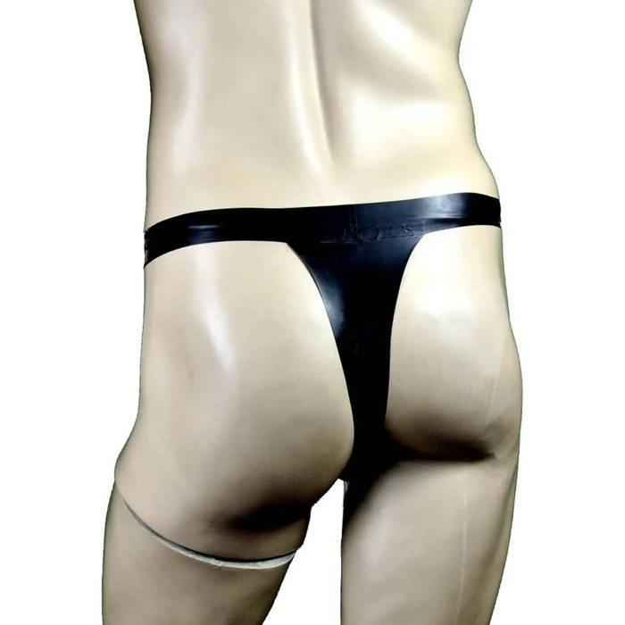 Чоловічі латексні сліпи (G-String) ABWL, натуральний каучук, чорний колір, розмір M. Ідеально для косплею, клубної моди та костюмів.